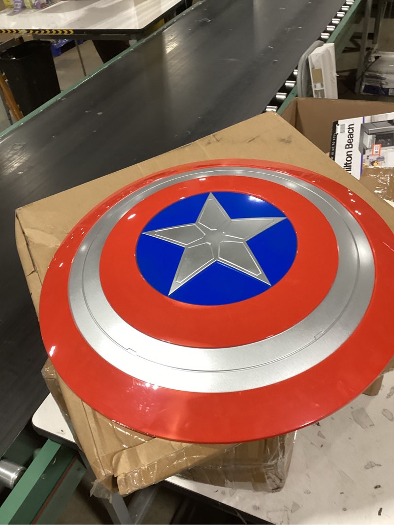 Condition photo showing As Is for marvel captain america official costume accessory - plastic shield with elastic handles