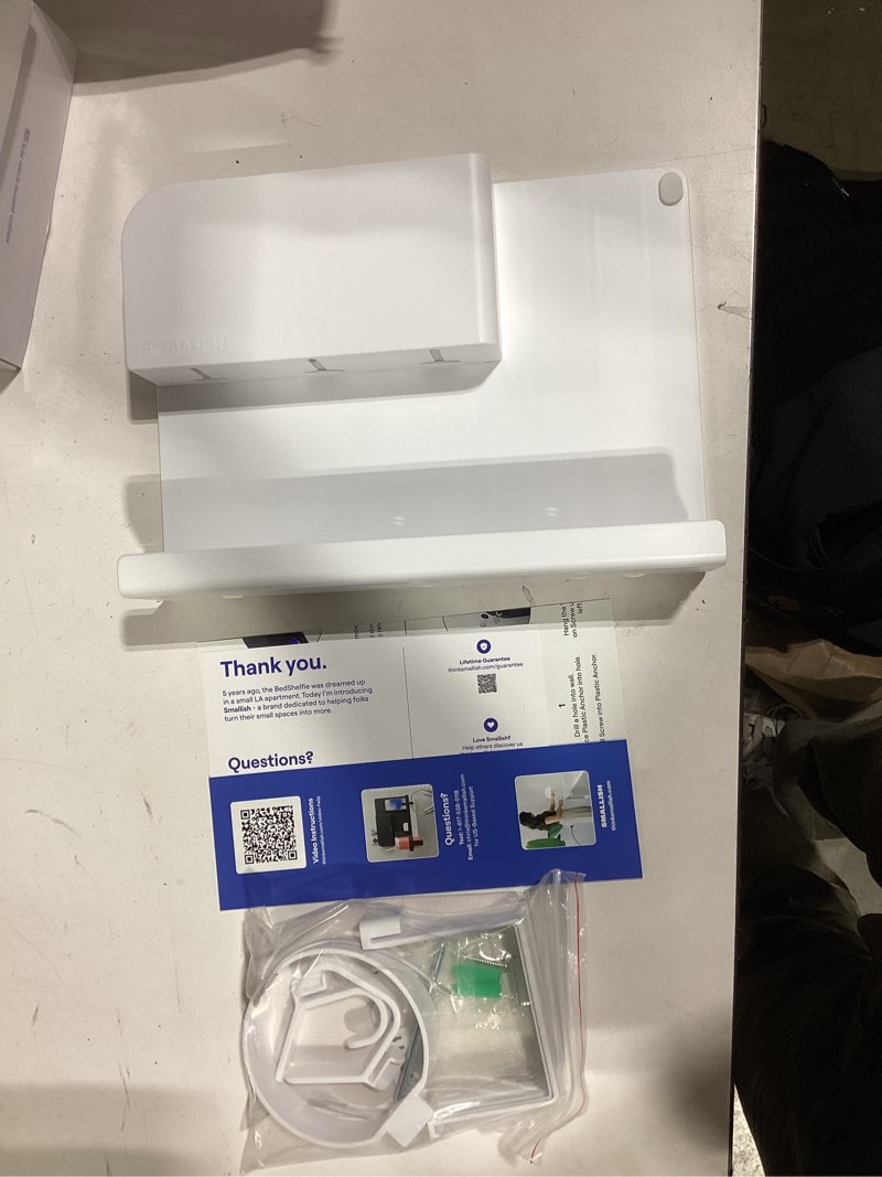 Condition photo showing Good Condition for wallshelfie bedside wall organizer & dorm decor - dorm room essential, floating bedside shelf wall mount organizer, remote control holder, cool teen girls trendy stuff, room organization (white)