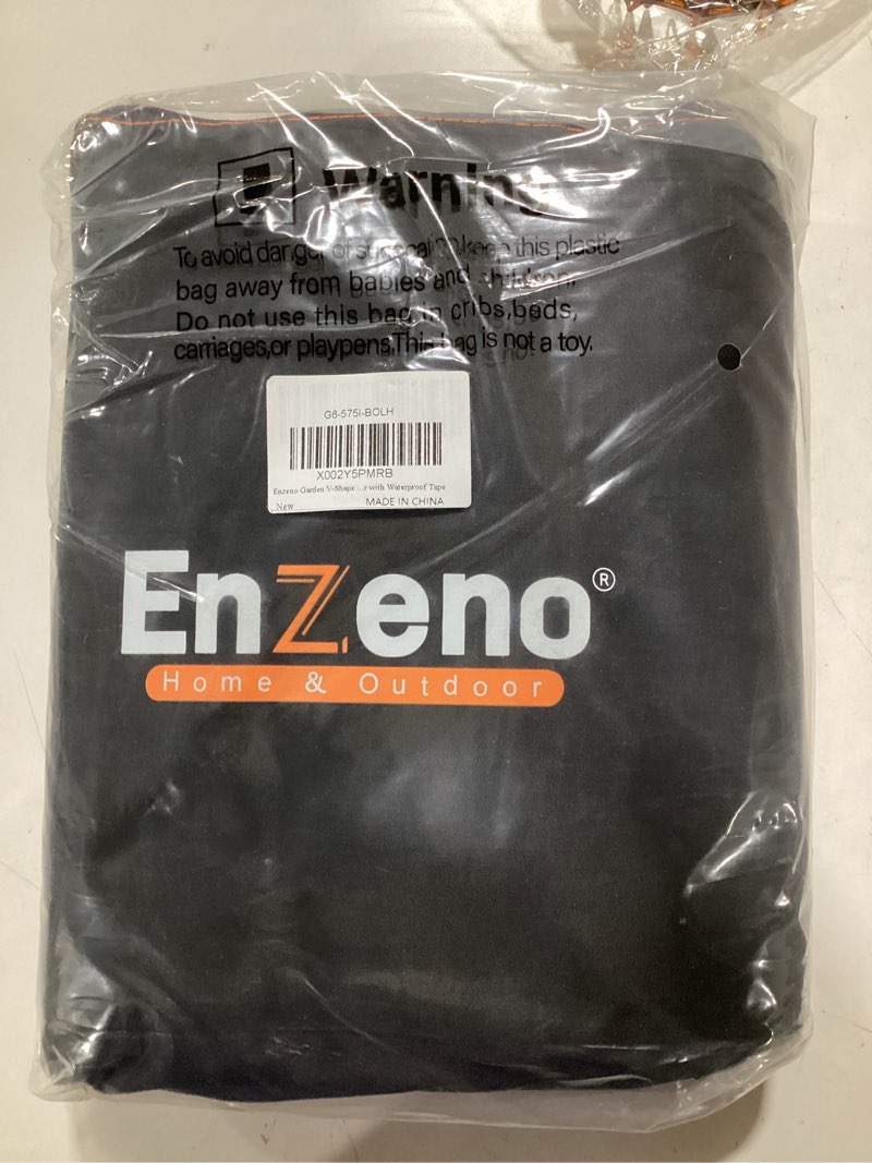 Condition photo showing As Is for Enzeno Garden L-Shape Furniture Cover Waterproof, 420D Heavy Duty Oxford Fabric Outdoor Rattan Corner Sofa Cover with Waterproof Tape (Black, 102x83x34inch) L-Shape 102x83x34inch