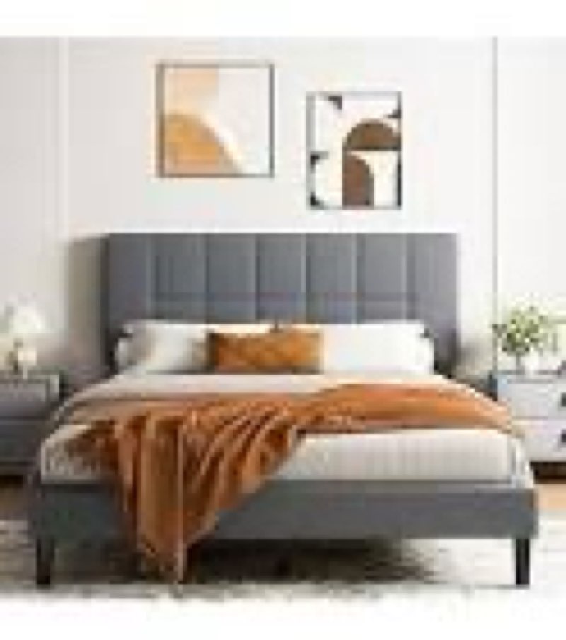 marsail queen size bed frame, sturdy and durable with 12 support legs, 1300 lbs capacity, solid wood