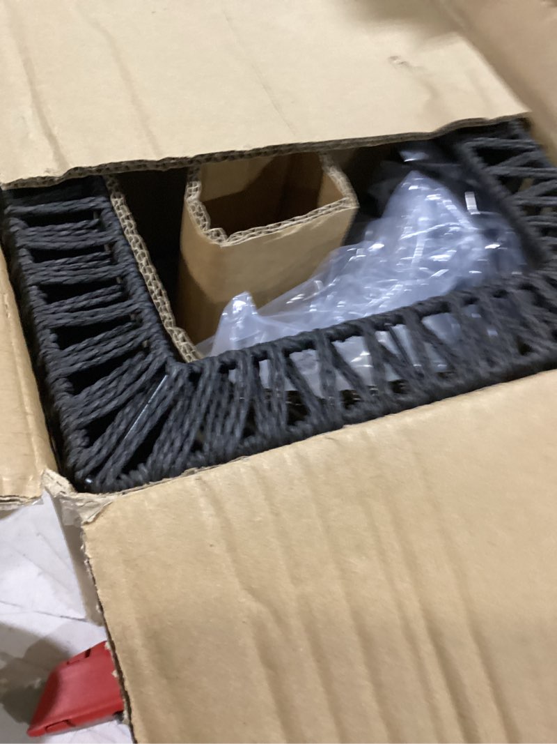 Condition photo showing Good Condition for rpzloila rattan ceiling light, black boho light fixture, square flush mount ceiling light for bedroom, hallway, entryway, kitchen, laundry black 1-light-square