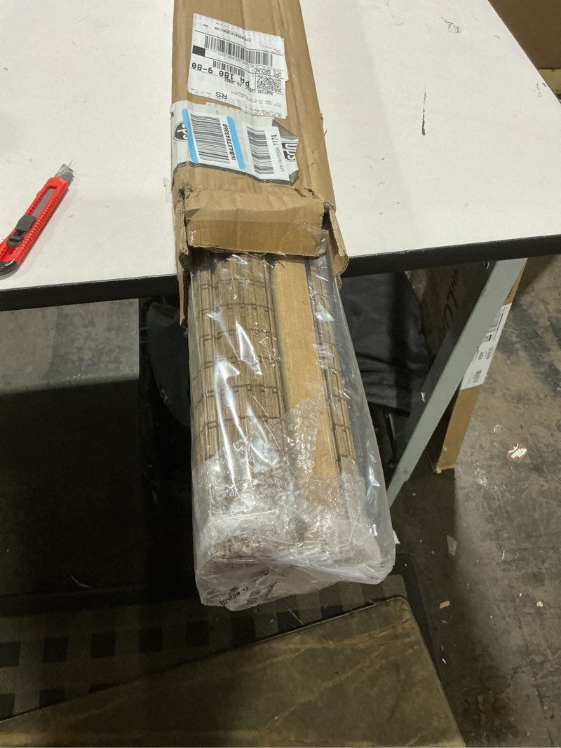 Condition photo showing Good Condition for LazBlinds No Tools No Drill Cordless Bamboo Roman Shades, Light Filtering Window Treatment, Roll Up Bamboo Blinds for Windows 37'' W x 48'' H, Eastfield Teak Light Filtering-eastfield Teak 37" W x 48" H