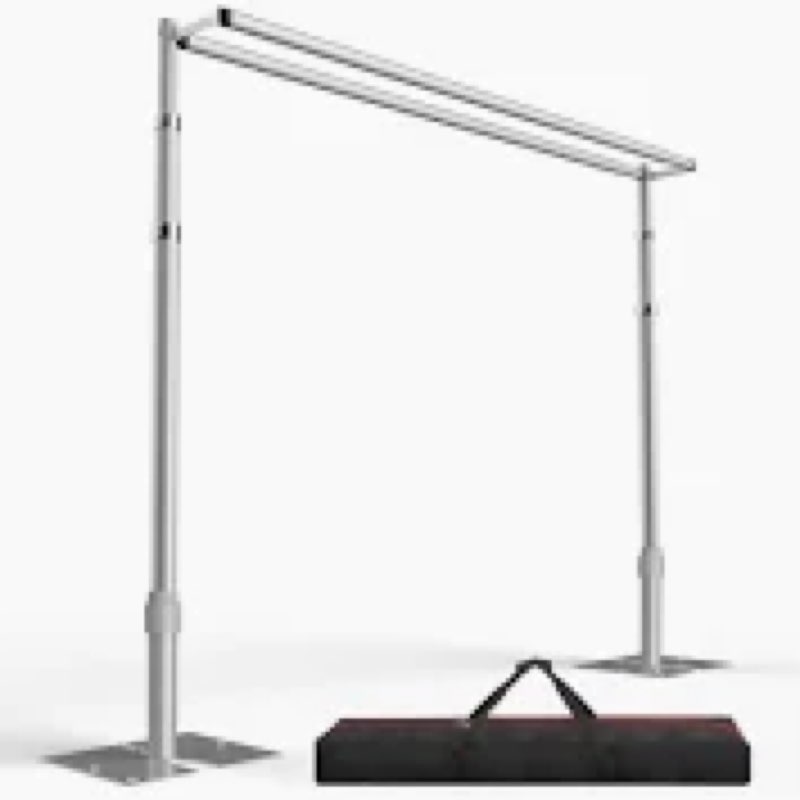 Qoolfoto 8.9x10ft Pipe and Drape Backdrop Stand, Double Crossbar, Heavy Duty Adjustable Background F