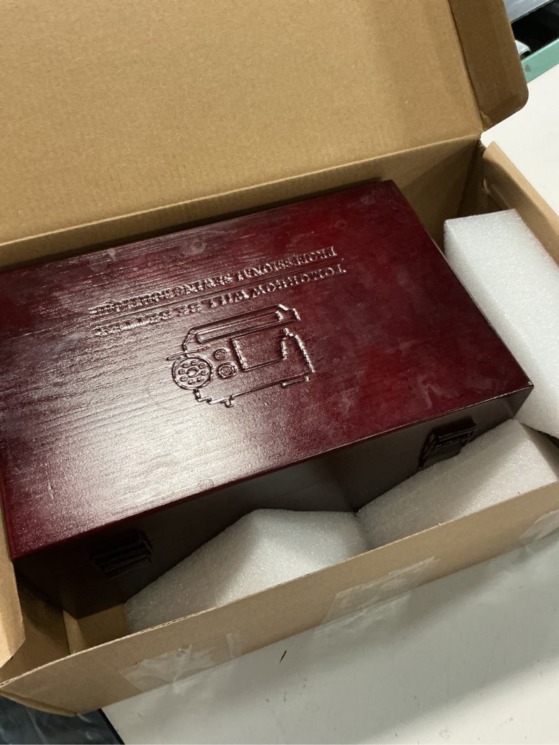 Condition photo showing As Is for Handheld Sewing Machine, with Elegant Wooden Sewing Box and 153-Piece Sewing Kit, Mini Portable Cordless Hand held Sewing Machine, Perfect for Adults, Beginners, and Quick Home Repairs White