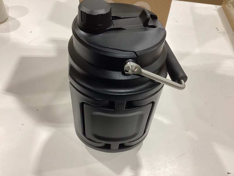 Condition photo showing Good Condition for 64 oz insulated water bottle for gym: meoky triple wall vacuum stainless steel half gallon water jug - top and side handles, 2-in-1 straw and spout lid, cold for 36 hrs, leak proof for camping (night) night 64 ounces