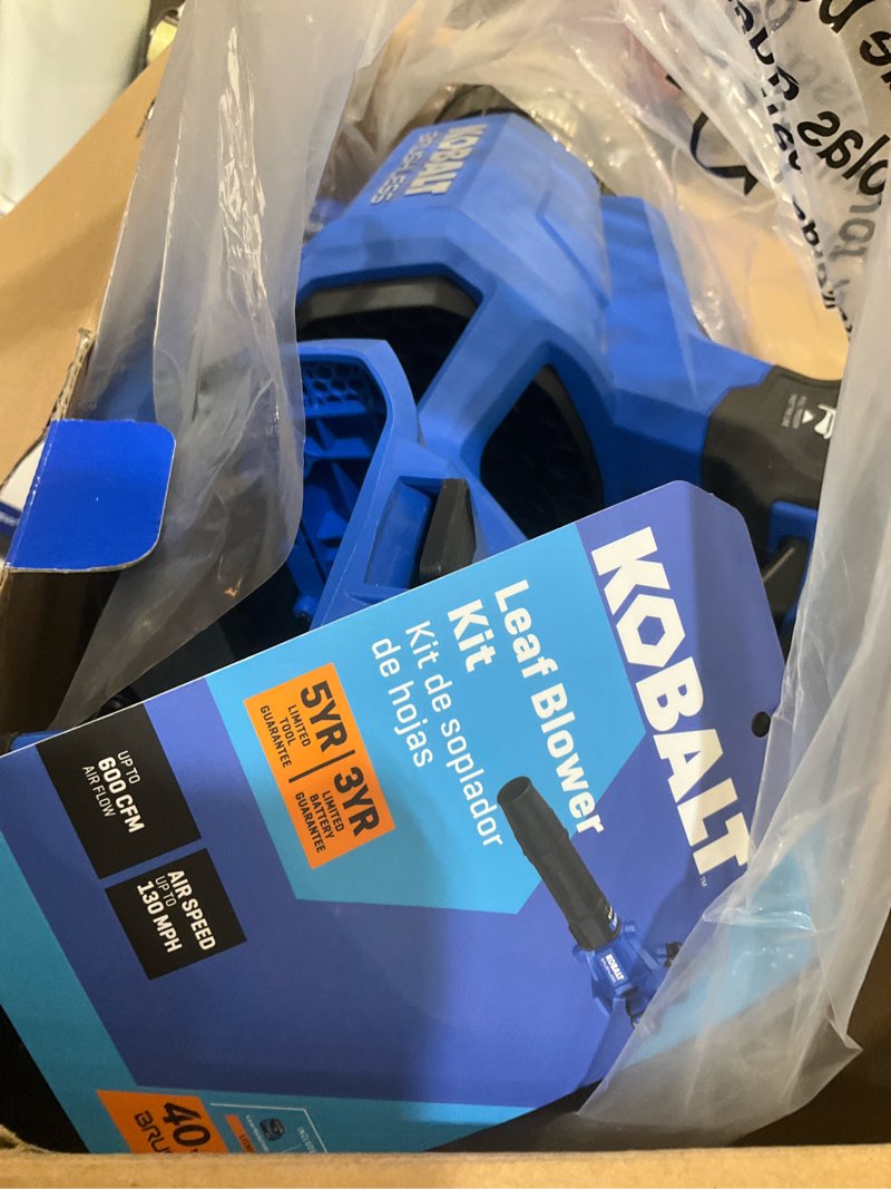 Condition photo showing Good Condition for kobalt 40-volt 600-cfm 130-mph battery handheld leaf blower 4 ah battery included charger included