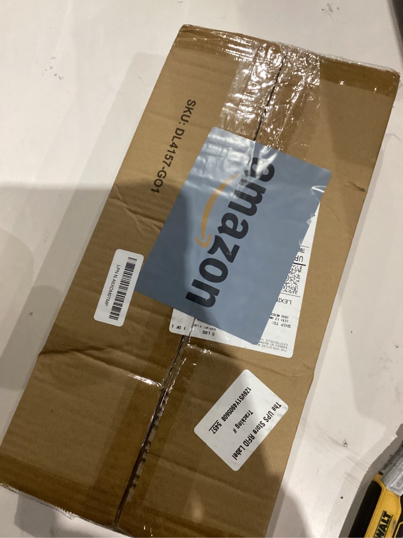 Condition photo showing As Is for Metal Square Tube Scroll Display Easel, Vintage Gold Decorative Large Adjustable Floor Standing Easel with Chain Support, Perfect for Showcasing Pictures, Artwork, Picture Frame Wedding Sign Etc