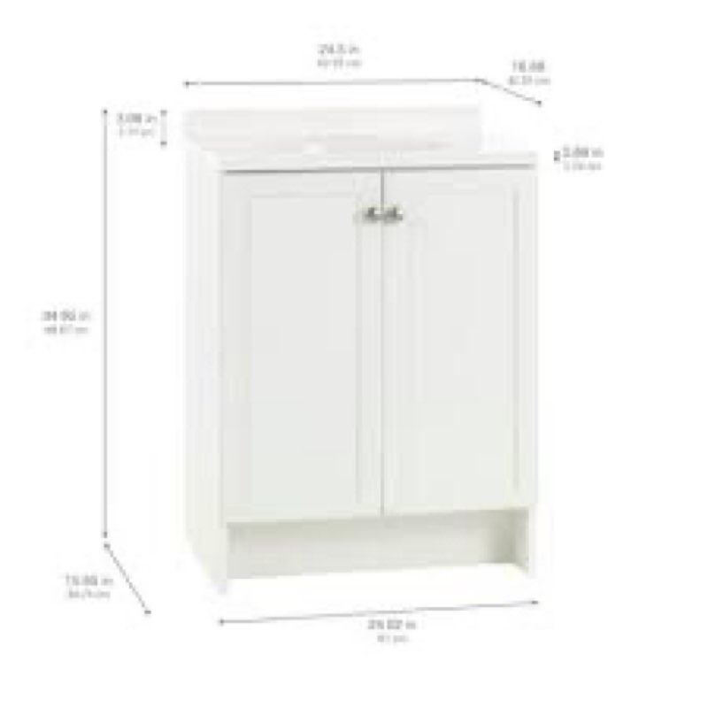 Project Source 24-in White Single Sink Bathroom Vanity with White
