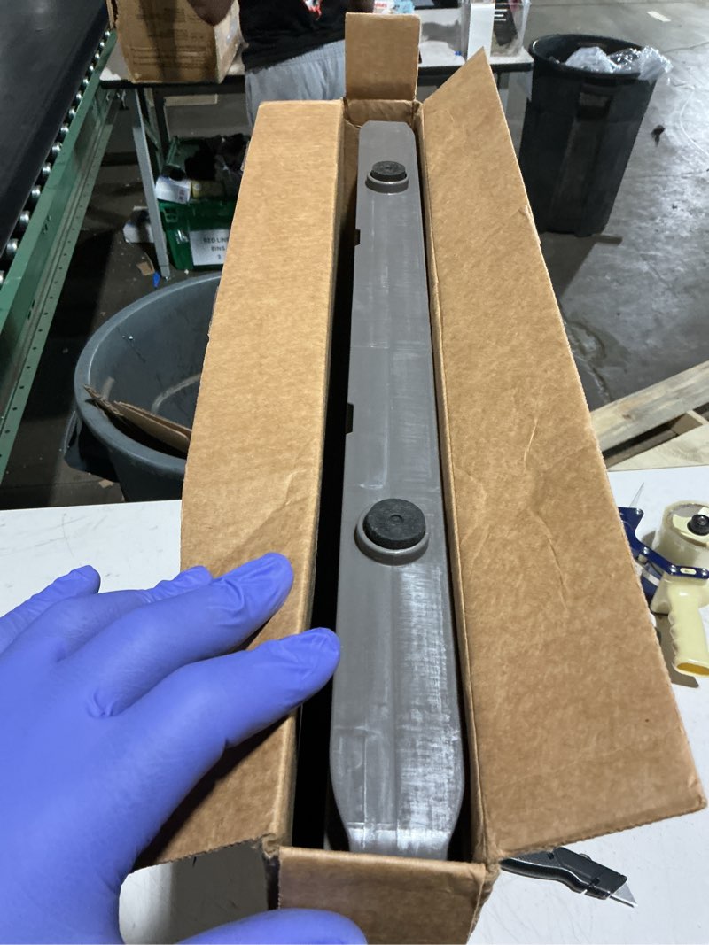 Condition photo showing New/Like New for mypet north states paws portable pet gate: 26-40" wide. pressure mount. no tools needed. made in usa, 23" tall, expandable, durable dog gates for doorways, fieldstone gray