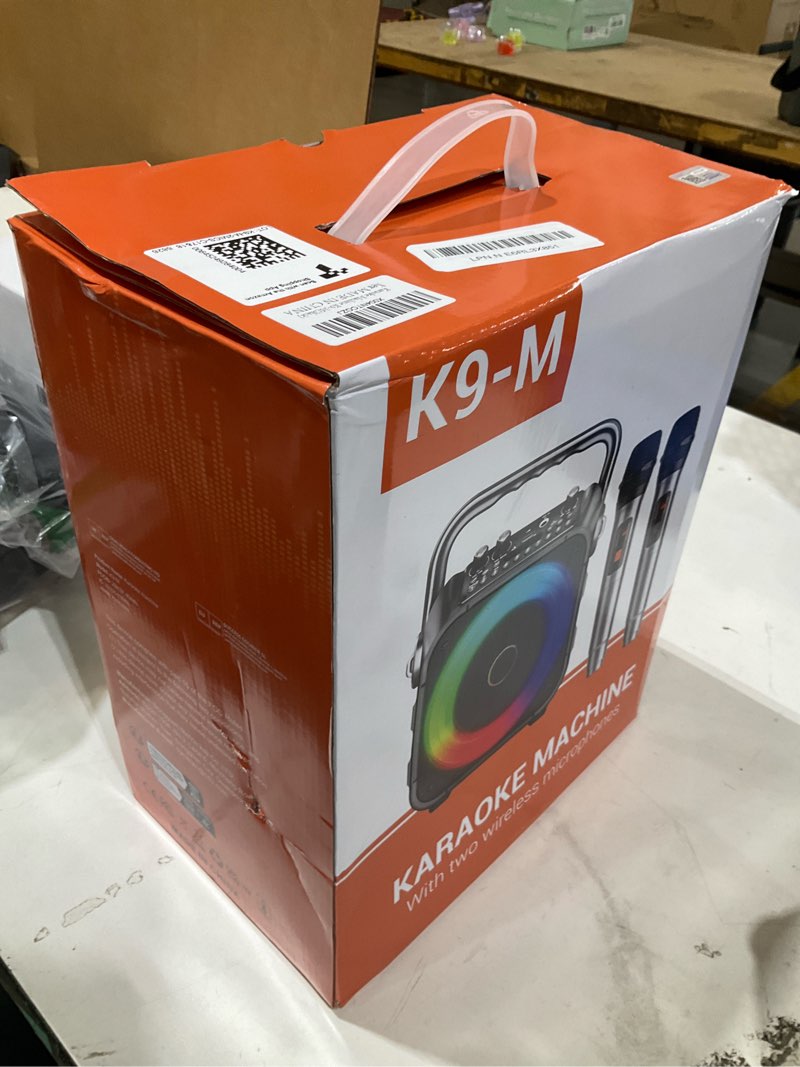 Condition photo showing Good Condition for karaoke machine, portable bluetooth speaker with 2 wireless microphones for adults & kids with lights, karaoke microphone with pa system supports usb/tf/rec/fm/aux for home party home system packages 2 mics