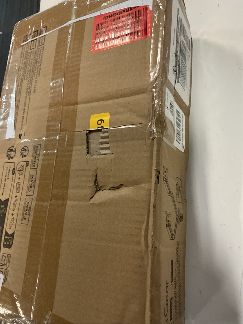 Condition photo showing New/Like New for ergear dual monitor stand up to 33 inches screen, load-bearing max 22 lbs each arm, adjustable dual monitor mount, sturdy steel vesa monitor mount with stable vesa 75x75 100x100mm dual arms 17"-33"