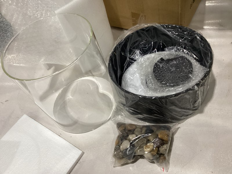 Danya B. Tabletop Pillar Hurricane Glass and Metal Candleholder with Decorative Pebble Base - Small 