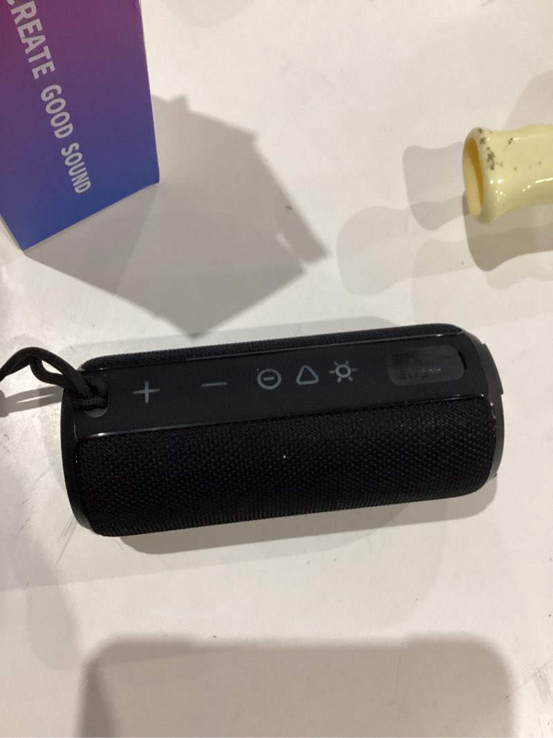 Condition photo showing As Is for ortizan portable bluetooth speakers, ipx7 waterproof wireless outdoor speaker with 24w loud stereo sound and bluetooth 5.3, deep bass, rgb lights, dual pairing, 30h playtime for home, party