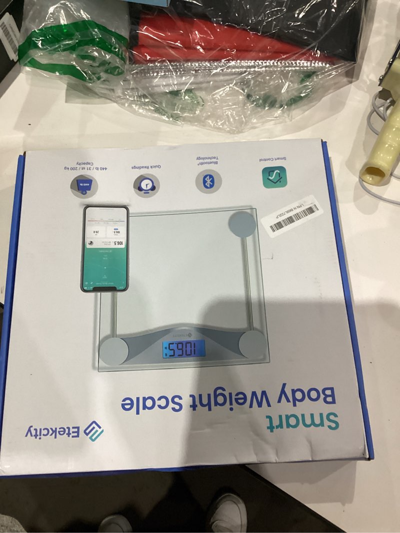 Condition photo showing As Is for Etekcity Bathroom Scale for Body Weight and BMI, Upgraded Bluetooth Digital Scale, Large Blue LCD Backlight Display, High Precision Measurements, 400 Pounds Bluetooth-Blinding Silver