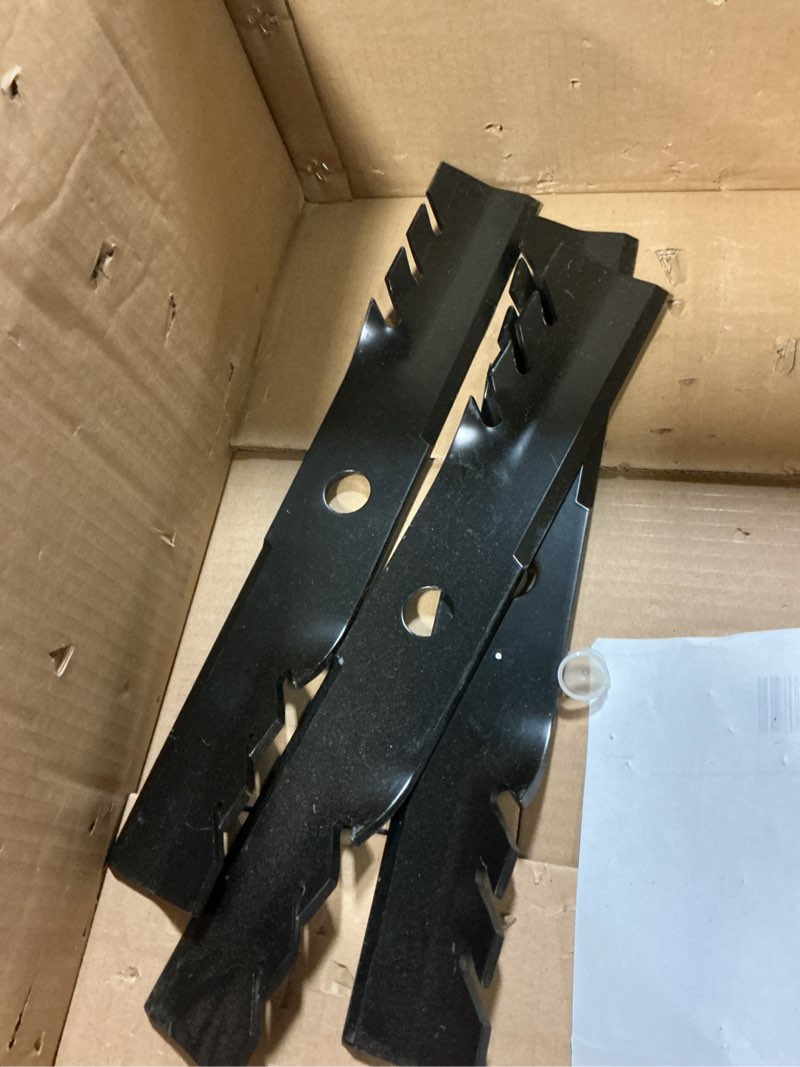 Condition photo showing Good Condition for mulching blades 103-6396 compatible with turf tracer 48" deck | 103-6391 mower blades compatible with ex mark lazer z, vantage 48" | replace 103-6401, 103-6381, 103-6401-s | 3-pack