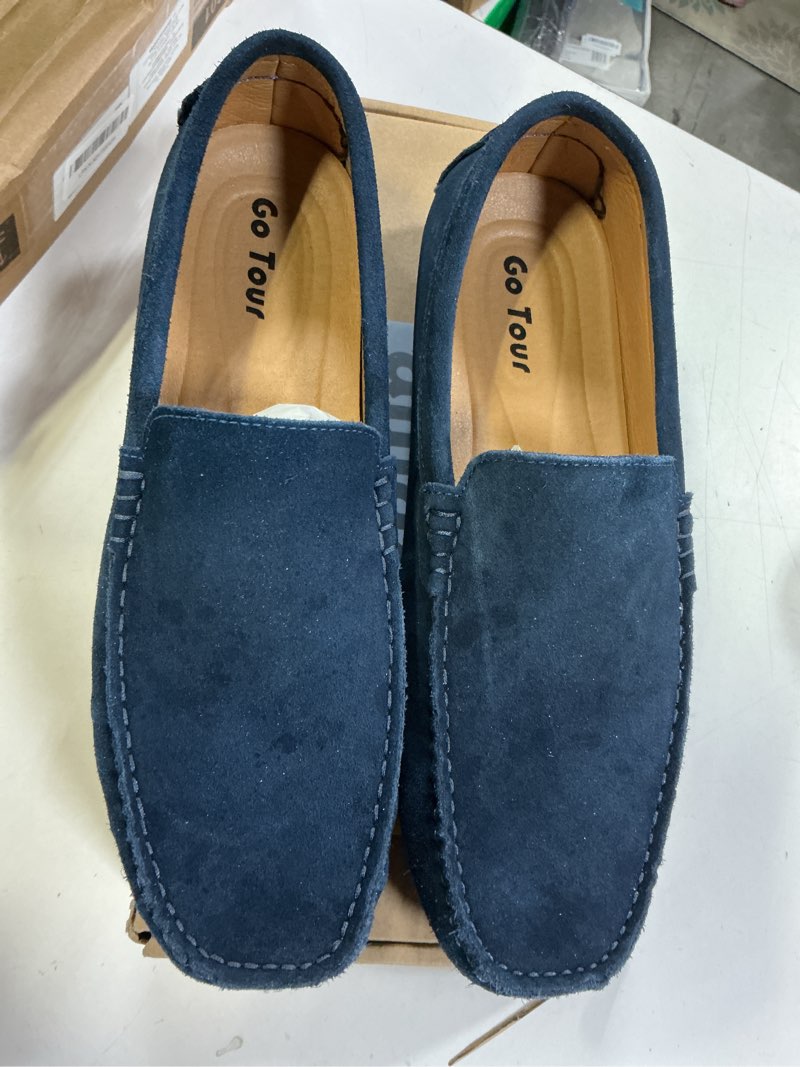 Condition photo showing As Is for Go Tour Mens Handmade Suede Leather Casual Loafers Shoes 11 A Blue