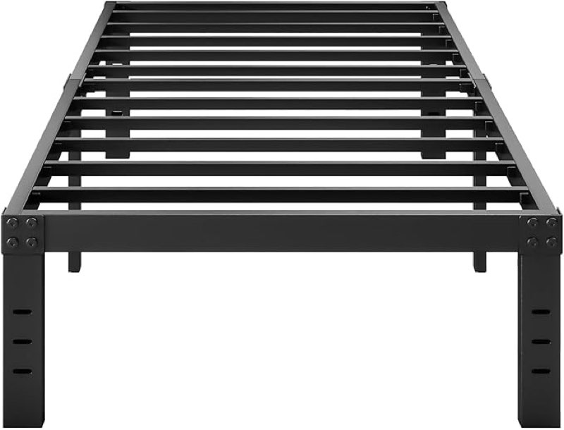 Twin XL Bed Frame No Box Spring Needed, 14 Inch Heavy Duty Metal Platform Bed Frame Twin XL Size with Storage, 2500lbs Steel Slats Support, Easy Assembly, Black