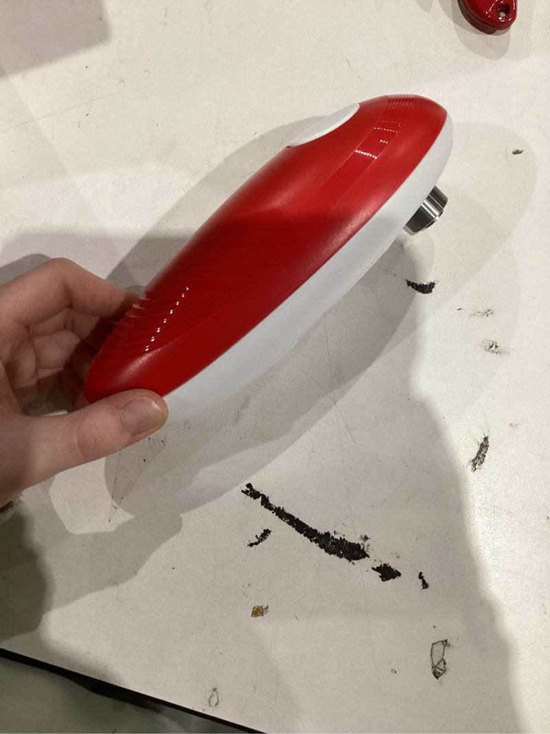 Condition photo showing As Is for Electric Can Opener, Food Safe Automatic Can Opener with Smooth Edge, Open Your Cans with A Simple Press of Button, Can Opener Electric Kitchen Gifts for Seniors and Arthritis (Red)