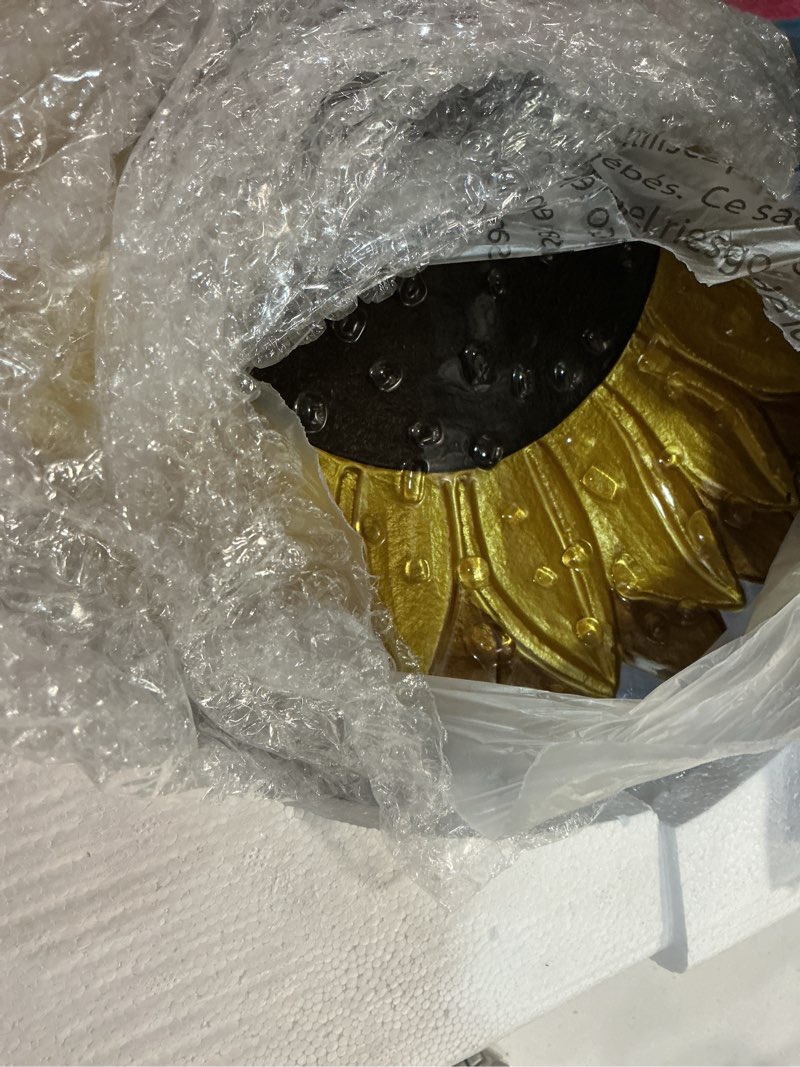 Condition photo showing Good Condition for newtay glass bird bath outdoors, 16" bird feeders for outside, hand painted glass embossed shape birdbath bowl, no stand included, summer sunflowers garden lawn yard decoration