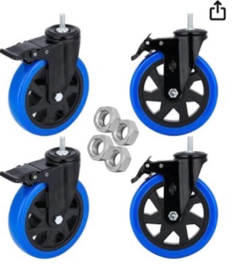 stem caster wheels swivel casters set of 4 heavy duty threaded casters dual locking industrial castor safety smooth quiet caster with brakes wheels for cart, furniture