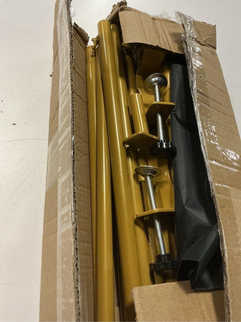 Condition photo showing Good Condition for over the table rod stand with clamps adjustable 31"-110'' length 31"-64" height gold table balloon arch stand with storage bag, metal decorating rod hanging