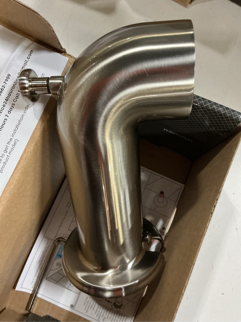 Condition photo showing New/Like New for slip-on tub spout with diverter long for bathtub spout, fit for 1/2 inch slip pipe, brushed nickel