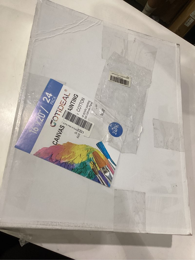 Condition photo showing As Is for gotideal canvas boards for painting, 24pcs 16x20 primed canvas for painting, bulk painting canvas for kids and adults, white blank canvas panels for acrylic, oil, pour art supplies 16x20 inch 24