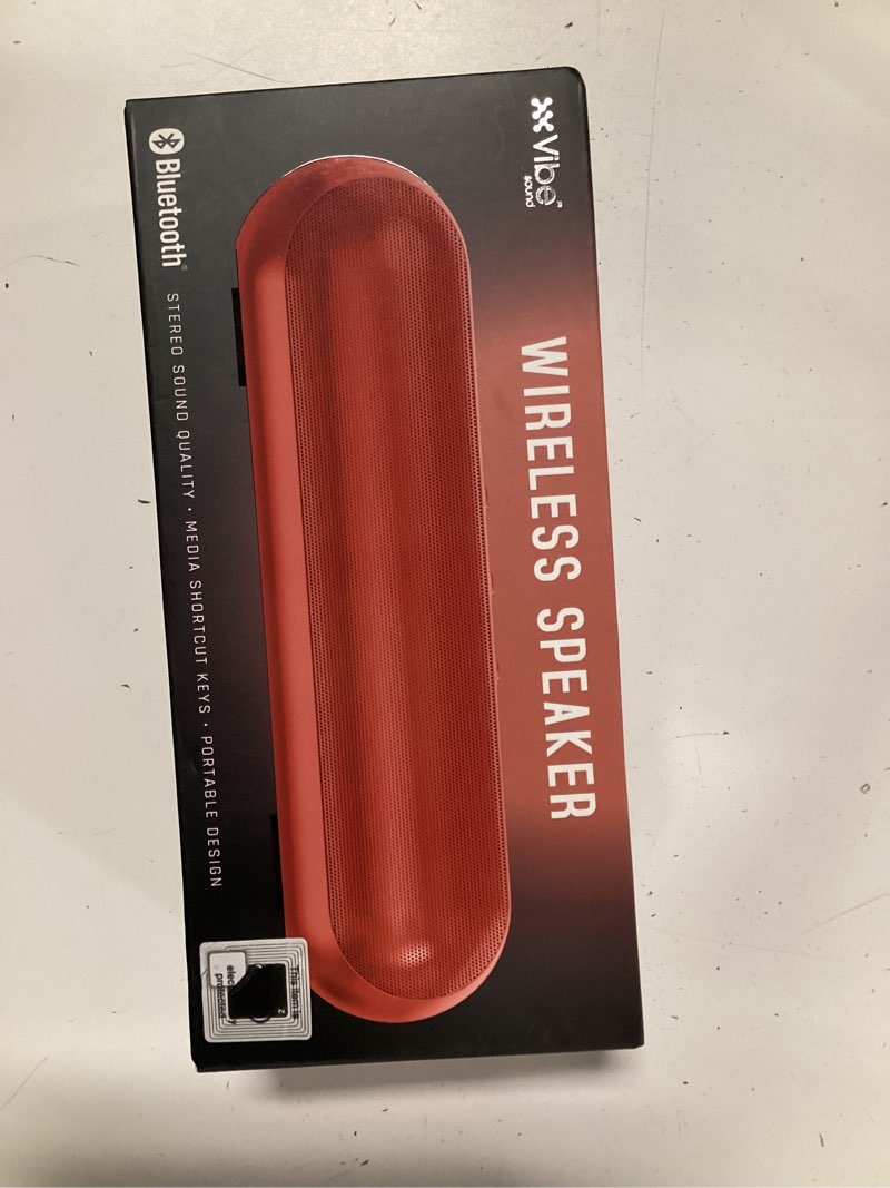 Condition photo showing New/Like New for vibe red portable bluetooth speaker model dg-478