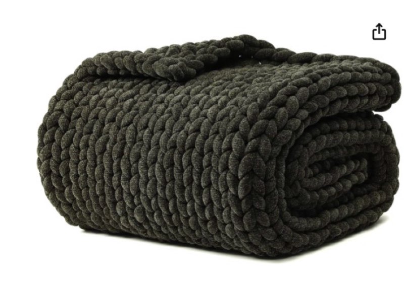 ynm chenille weighted blanket, handmade chunky knitted design, soft and cozy, temperature regulating