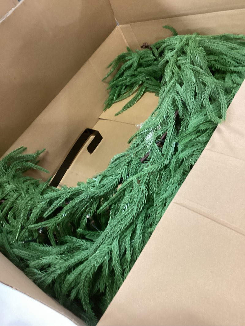 Condition photo showing Good Condition for BLOSMON Large Christmas Wreath for Outdoor: 36 Inch Prelit Norfolk Pine Wreath with 100 LED Lights Timer Remote Control Hanger - Lighted Battery Operated Wreaths for Outside Wall Door Decorations