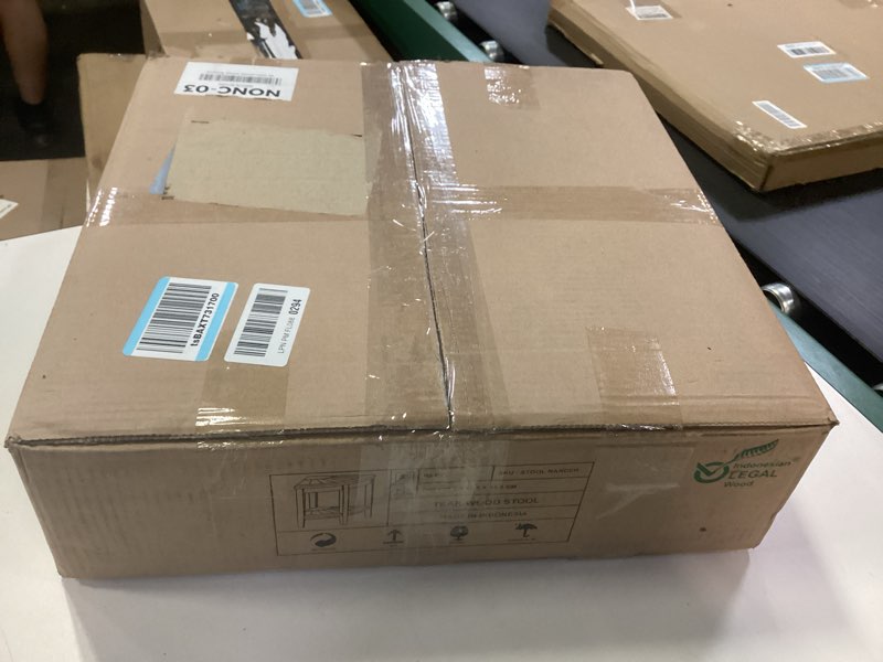 Condition photo showing New/Like New for 18" premium teak corner shower bench with shelf, solid teak shower stool, durable waterproof wooden seat for inside shower, teak wood bench for bathroom, indoor & outdoor use