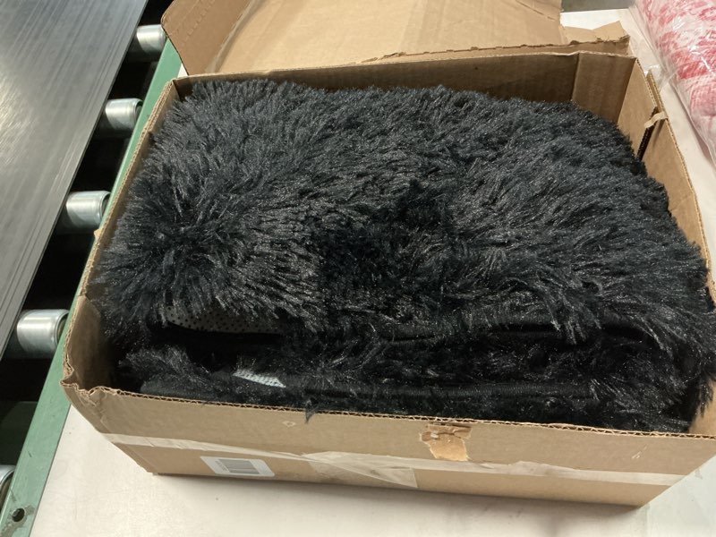 Condition photo showing New/Like New for Fluffy Rug Shaggy Area Rug, Black 2x4 Area Rugs for Bedroom, Small Bedside Rug, Soft Fluffy Shaggy Entryway Throw Rugs for Living Room Bedroom Kids Room Home Decor 2' x 4' (Rectangular) Black