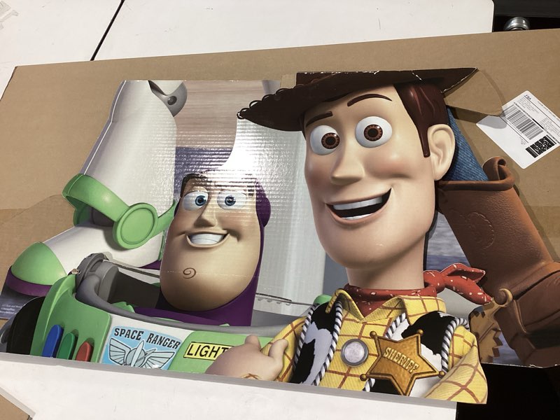 Condition photo showing As Is for cardboard people buzz & woody life size cardboard cutout standup - disney pixar's toy story