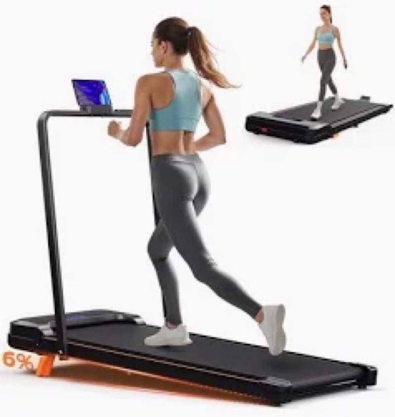 Foldable Treadmill with Incline, Upgrade 3.5HP Low Noise Walking Pad Treadmill with Handle Bar