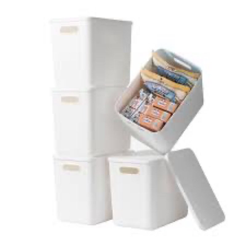 gaoaodeyu 5 pack large plastic white storage bins with lids, toy box chest with handle?organizer con
