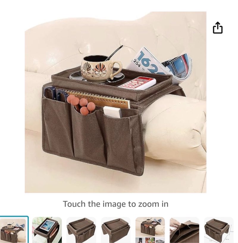 Condition photo showing item condition for SIMILAR TO Sofa Armchair Caddy with Cup Holder Non-Slip Armrest Tray 4 Pockets Remote Control Holder Sofa Armrest Storage Organizer for Recliner Couch Armrest Side Pocket Storage for Magazine Tablet Phone