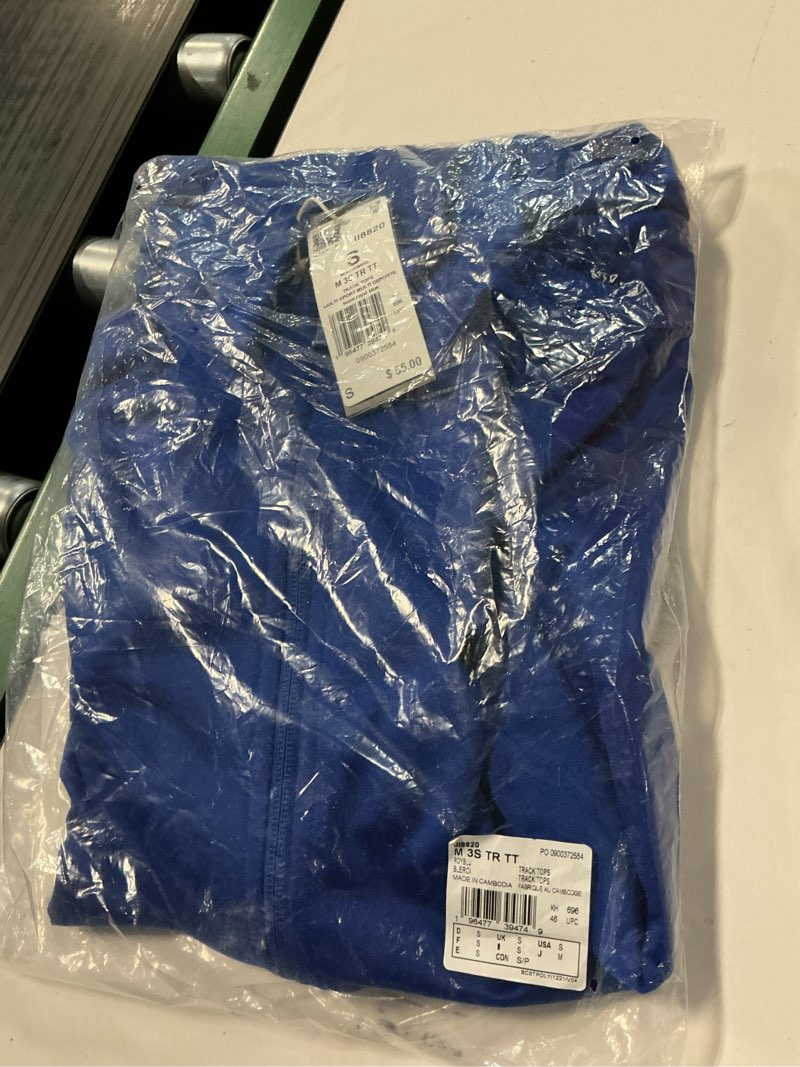 Condition photo showing New/Like New for adidas mens Essentials Warm-up 3-stripes Track Top Small Royal Blue