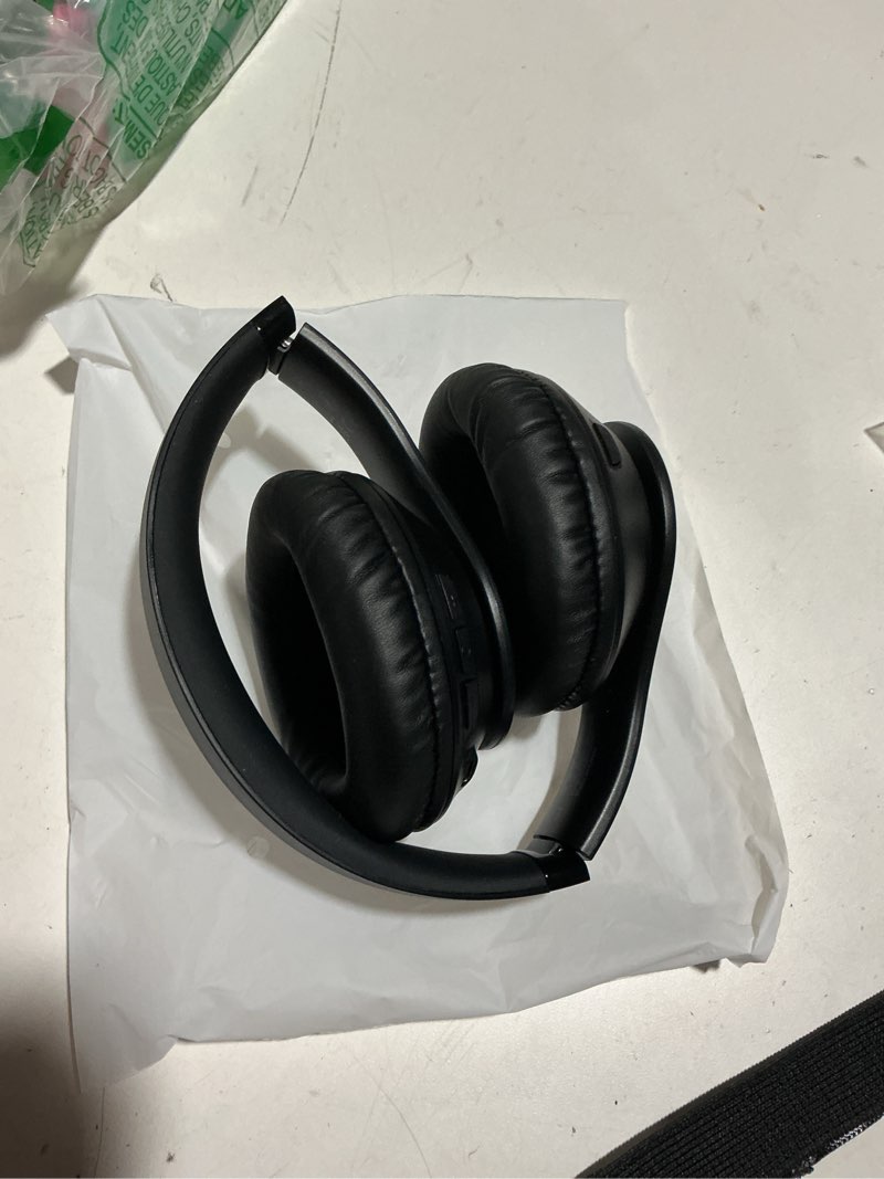 Condition photo showing As Is for uliptz wireless bluetooth headphones, 65h playtime, 6 eq sound modes, hifi stereo over ear headphones with microphone, foldable lightweight bluetooth 5.3 headphone for travel/office/cellphone/pc black standard music, travel, gym, sport