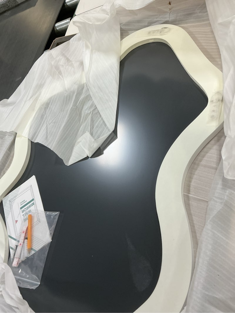 Condition photo showing Good Condition for Irregular Wall Mirrors 22''x30'', Asymmetrical Decorative Modern Mirror for Bedroom Bathroom Living Room Entryway Black 30"L x 22"W