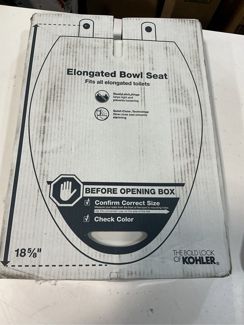 Condition photo showing New/Like New for kohler cachet® nightlight soft close toilet seat elongated, readylatch®, grip-tight hardware, white white elongated night light