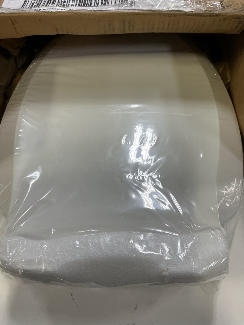 Condition photo showing As Is for toilet seat round soft close16.5'', toilet lid slow close quiet no slam, easy installation & release?safe pp material easy clean, comfortable ergonomic design, 2 years support, white plastic white round 16.5inch