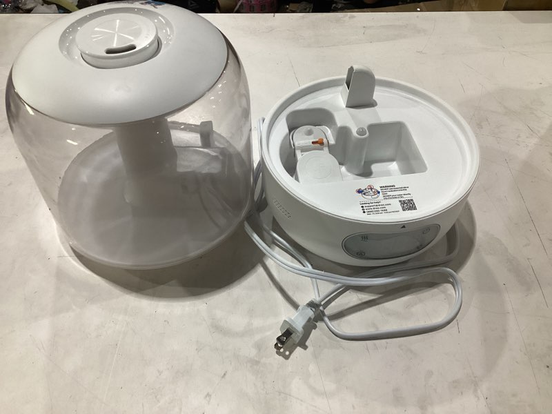 Condition photo showing As Is for dreo humidifiers for bedroom, 3l top fill 30h & 26db quiet runtime for large room, cool mist ultrasonic humidifier with humidity sensor, night light for home, baby, nursery, plants, new edition pearl white