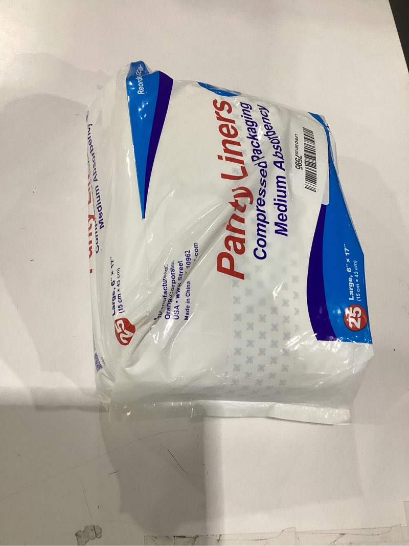 Condition photo showing Good Condition for dynarex panty liners with adhesive tab, 6" x 17", 250 count 6" x 17" (large) 25
