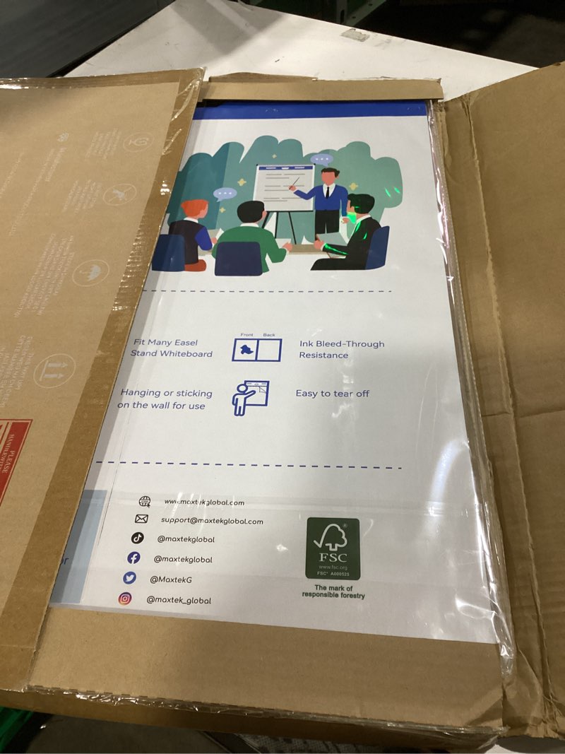 Condition photo showing As Is for maxtek Chart Paper 20"x23", Large Sticky Easel Pad with 3 Packs, 90 Sheets, Upgraded Big Anchor Flip Chart Paper with Super Sticky Back, Self-Stick Paper for Walls & Easels 20x23 In 3 Pack