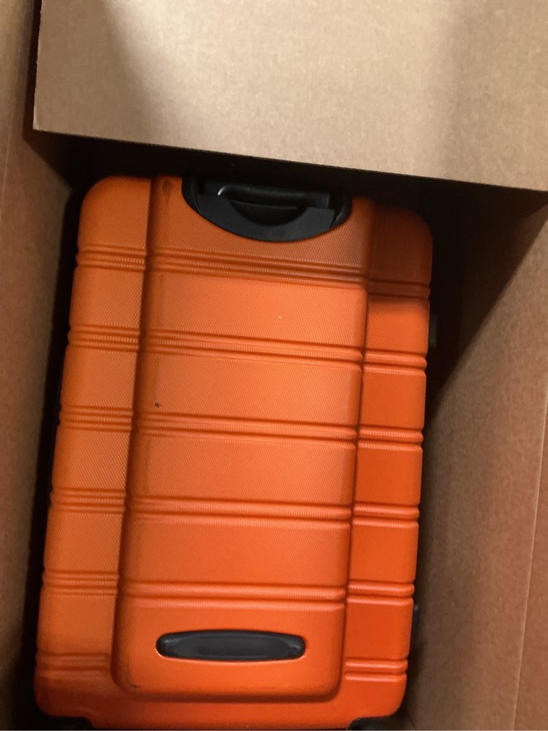 Condition photo showing Good Condition for rockland melbourne hardside expandable spinner wheel luggage, orange, checked-large 28-inch (f1603-orange) orange checked large 28"