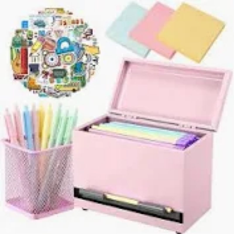 maytopia Pencil Dispenser for Classroom, Pencil Holder for Desk, Pencil Organizer with Sticky Notes,