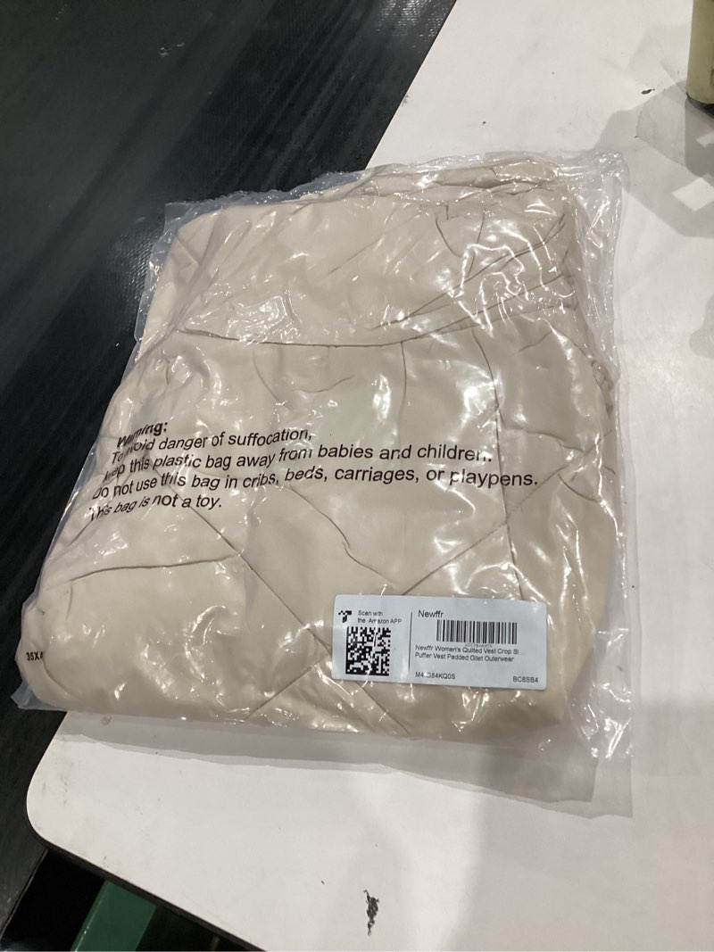 Condition photo showing New/Like New for Newffr Women's Quilted Puffer Vest Sleeveless Lightweight Zip Up Jacket Winter Warm Coat Outerwear Small S Khaki