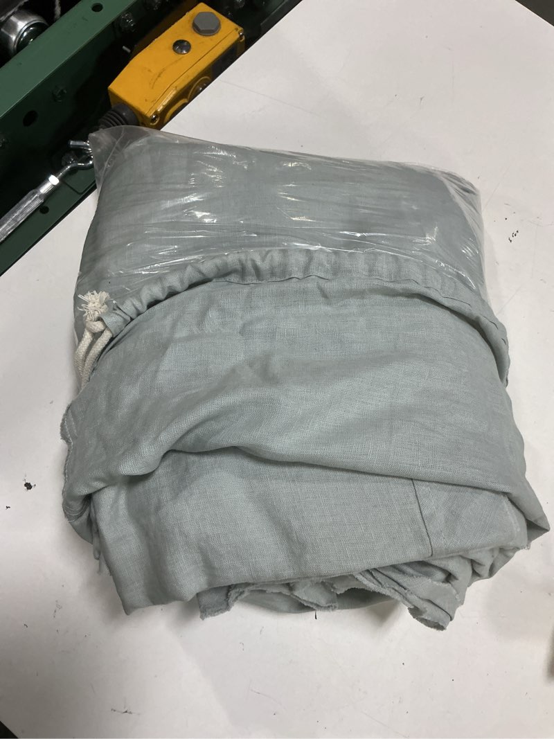 Condition photo showing As Is for quince european linen sheet set of 3, color mist, full/queen