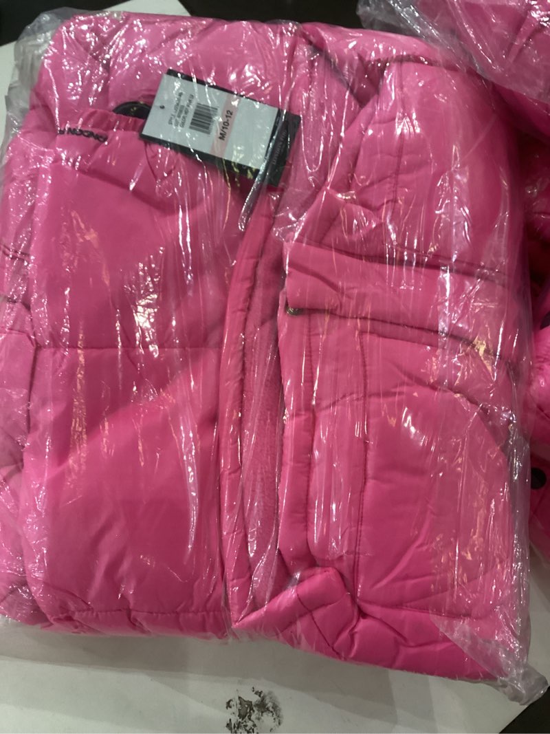 LONDON FOG Girls' Shine Heavyweight Hooded Puffer Winter Jacket with Beanie, Hot Pink