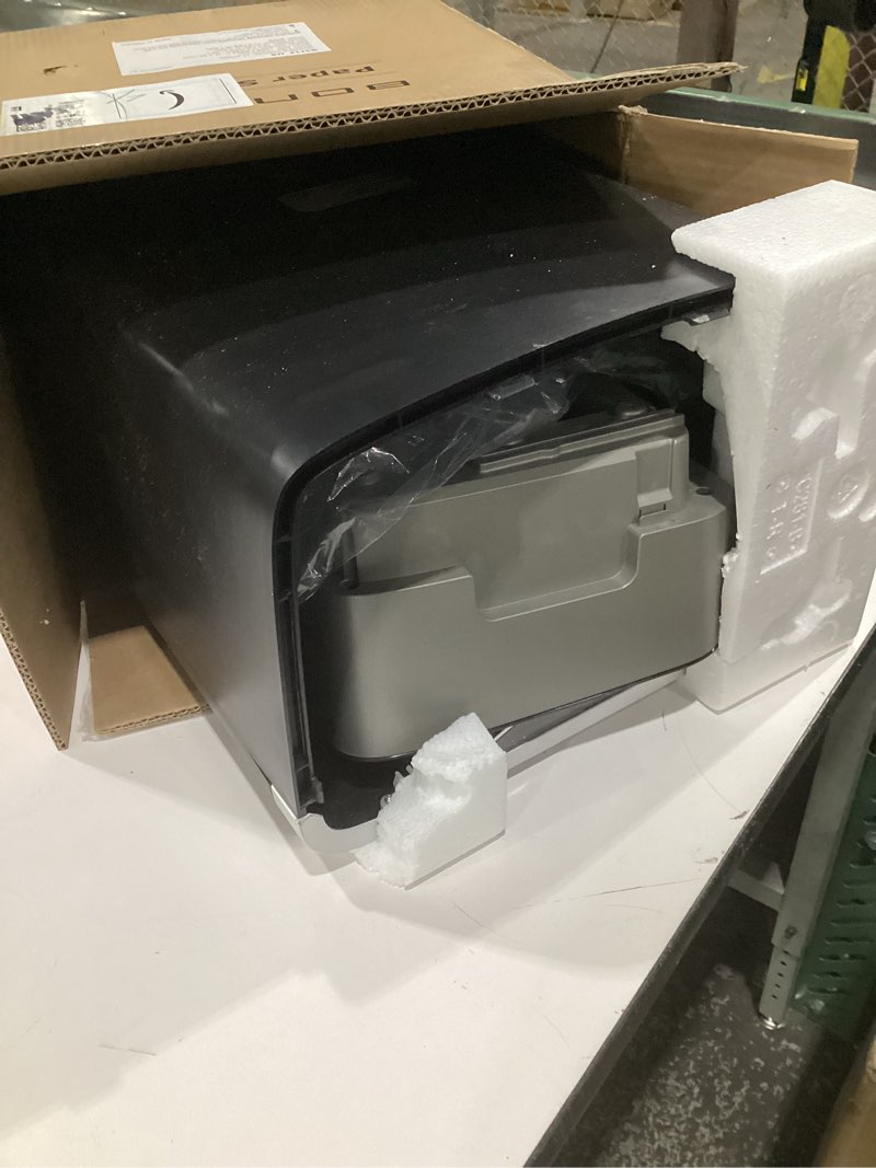 Condition photo showing As Is for (damaged, not tested)bonsen 14-sheet paper shredder for home office, heavy duty cross cut shredder with 5.3 gal pullout bin, quiet shredder for cds/credit card/staple, p-4 security, anti-jam system large black and silver